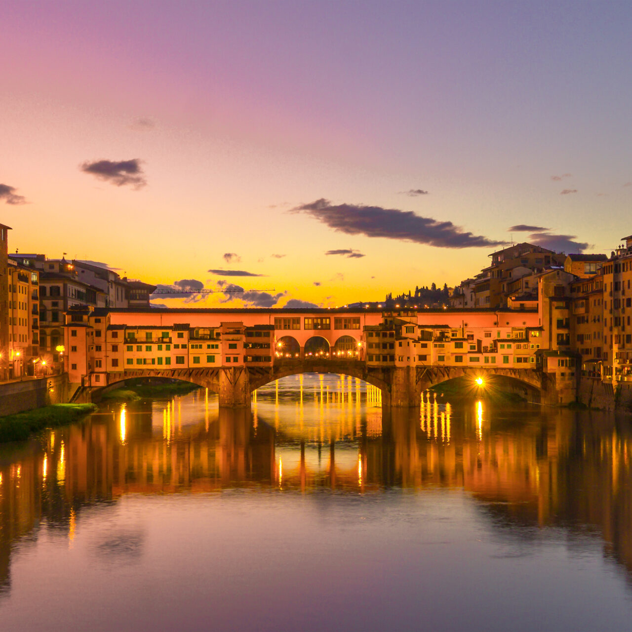 Beautiful sunset Vecchio bridge